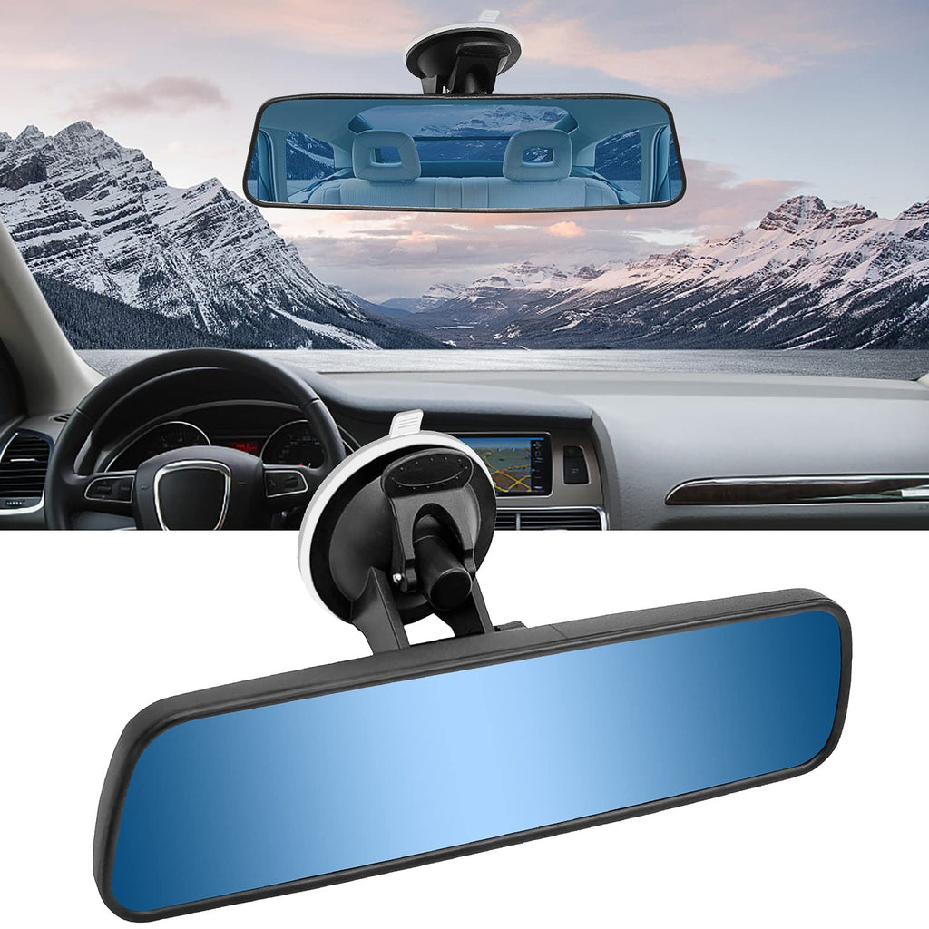 HUJIKF Rear View Mirror Suction Cup Hd Panoramic Car Rearview Mirror Blue AntiGlare 360 Degrees Adjustable Reversing Baby Car Mirror Reduce Blind Spots 9.5In 9.5inch