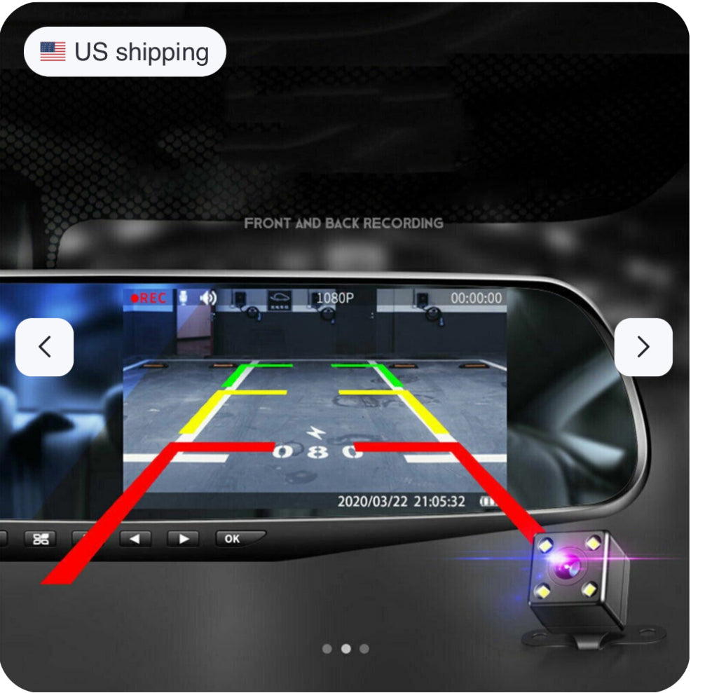 1080P HD Rearview Mirror Dash Cam — Dual Camera Car DVR Recording System