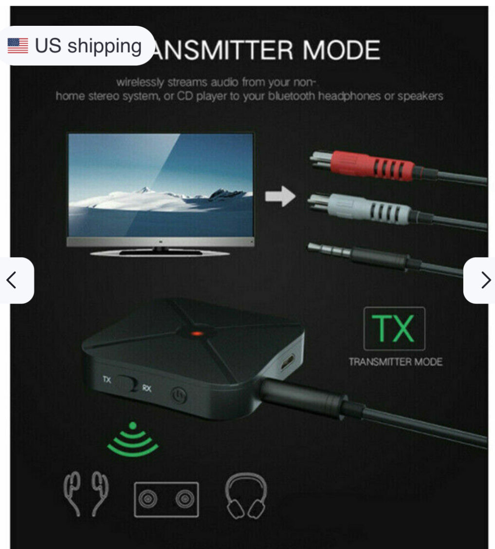 2-in-1 Bluetooth Transmitter & Receiver Adapter — Wireless Audio for TV, Car & Home Devices