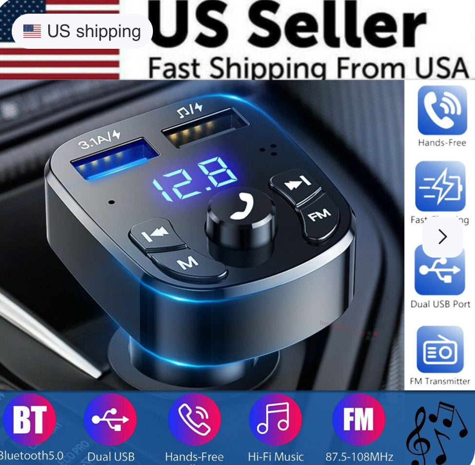 Wireless Car Bluetooth FM Transmitter MP3 Audio