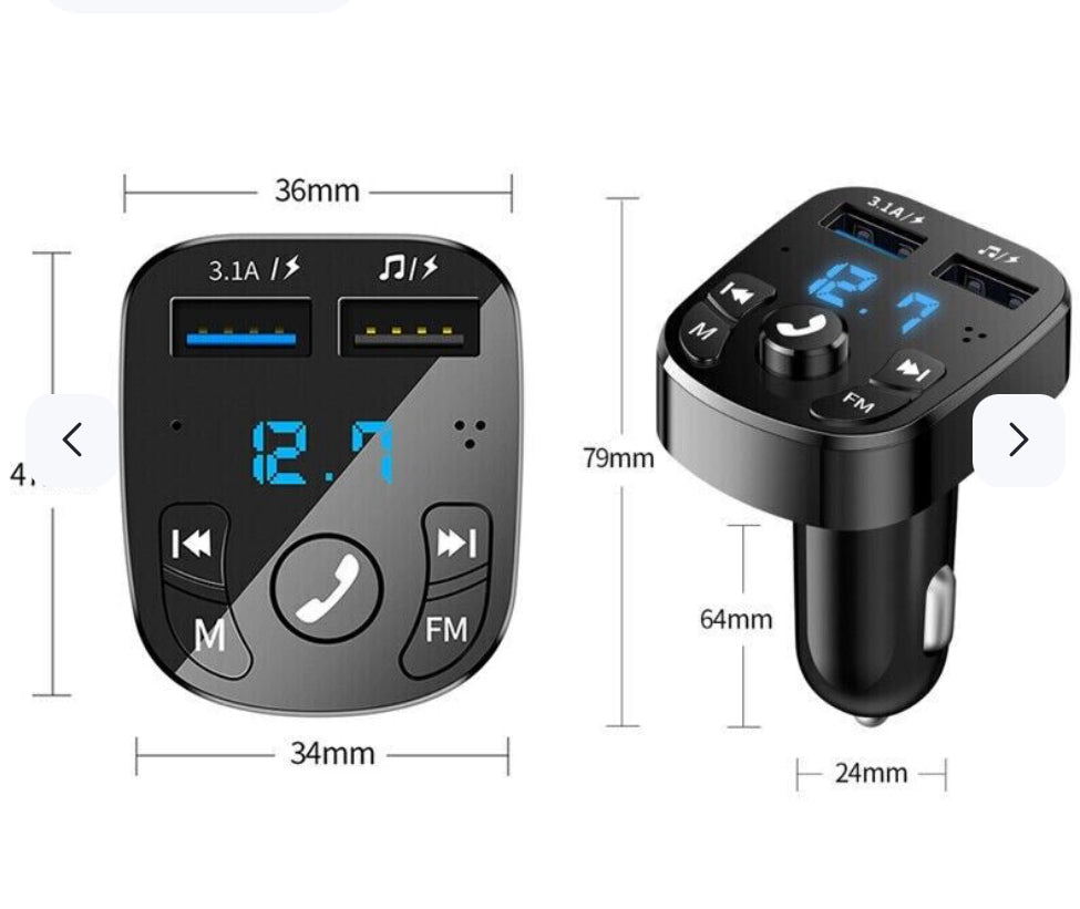 Wireless Car Bluetooth FM Transmitter MP3 Audio