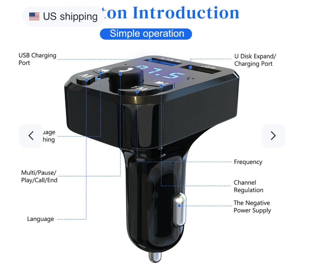 Wireless Car Bluetooth FM Transmitter MP3 Audio