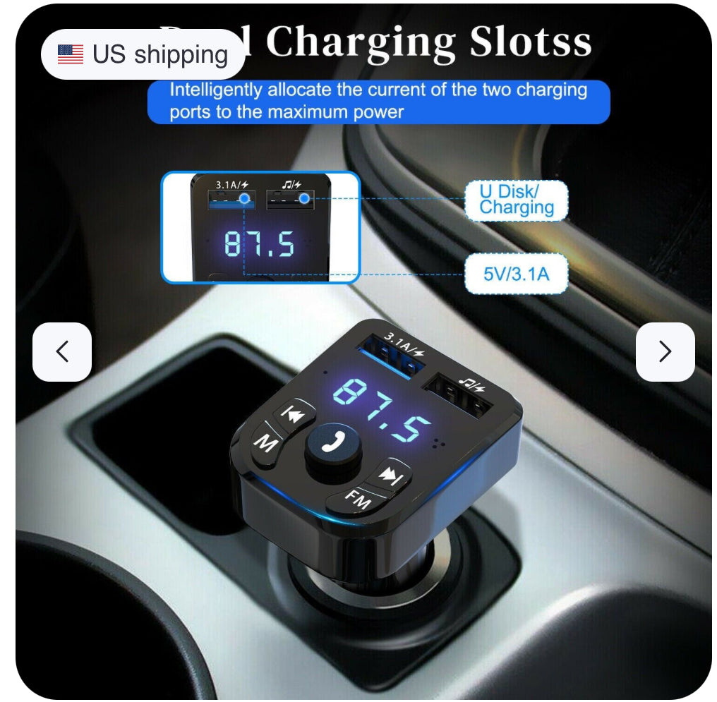 Wireless Car Bluetooth FM Transmitter MP3 Audio