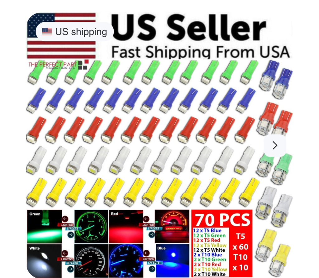 70PCS T5 T10 5050-SMD LED Speedometer Light Set
