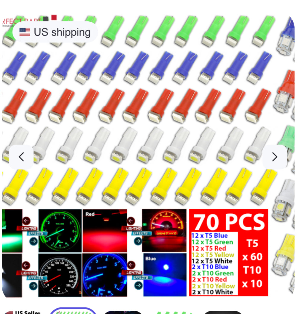 70PCS T5 T10 5050-SMD LED Speedometer Light Set