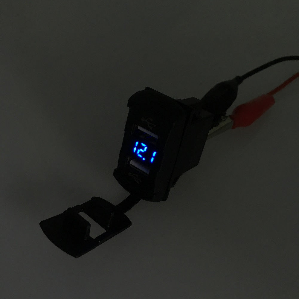 USB Car Charger with Switch and Voltage Meter