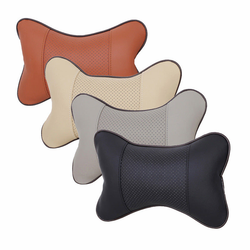 Breathable PU Leather Car Seat Neck Pillow (1pc)