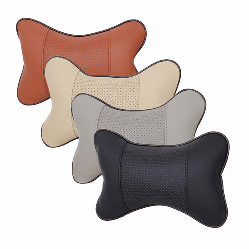 Breathable PU Leather Car Seat Neck Pillow (1pc)