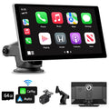 YOKEOMA Carplay Screen for Car 9" Portable Car Stereo with 4K Dash Cam and AHD1080P Backup Camera Comptible with Wireless CarPlay/Android Auto/Miracast/Bluetooth/Navi/Siri Fits All Vehicles